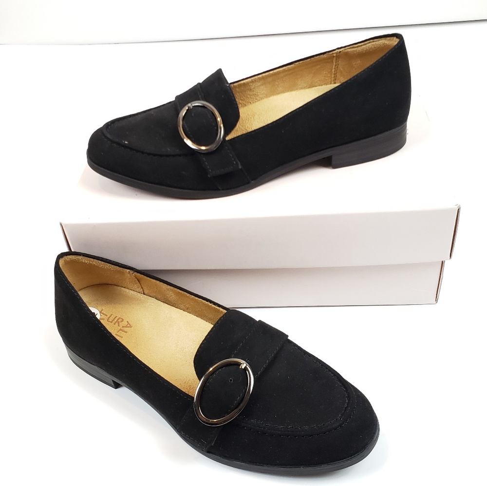 NWT Naturalizer black suede slip on lofers.7.5